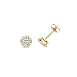 Diamond Pave Set Round Studs In 9ct Gold 
