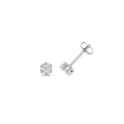 Diamond Round Cut Cluster Studs In 9ct White Gold 
