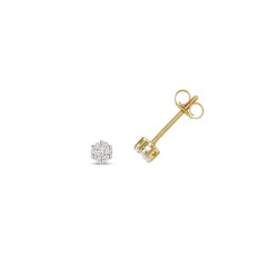 Diamond Round Cut Cluster Studs In 9ct Gold 