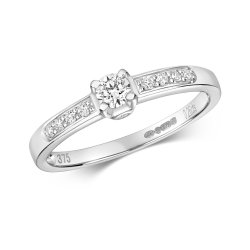 Diamond Solitaire Engagement Ring In 9ct White Gold 