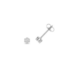 Diamond Round Cut Cluster Studs In 9ct White Gold 