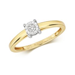 Diamond Solitaire Illusion Set Engagement Ring In 9ct Gold 
