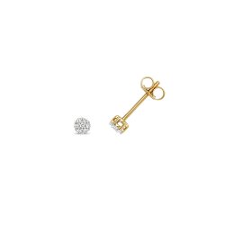Diamond Round Cut Cluster Studs In 9ct Gold 