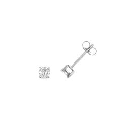 Diamond Illusion Set Studs In 9ct White Gold 