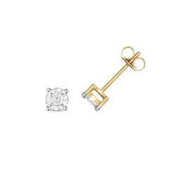 Diamond Illusion Set Studs In 9ct Gold 