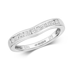 Diamond Channel Set Slight Wave Half Eternity Ring In 9ct White Gold 