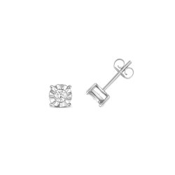 Diamond Illusion Set Studs In 9ct White Gold 