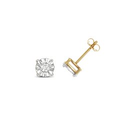 Diamond Illusion Set Studs In 9ct Gold 