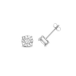 Diamond Illusion Set Studs In 9ct White Gold 