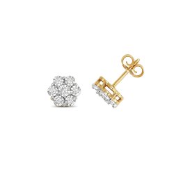 Diamond Illusion Set Studs In 9ct Gold 