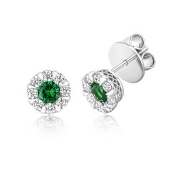 Green Centre Stone With Surround Cluster Stud Earrings LEG0093E