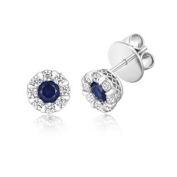 Blue Centre Stone With Surround Cluster Stud Earrings LEG0093S