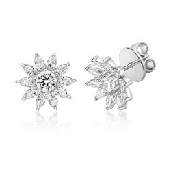Round And Marquise Sunflower Stud Earrings LEG0096