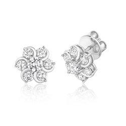 Round Centre With Swirl Surround Cluster Stud Earrings LEG0097