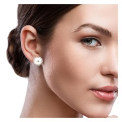 Pearl Fine Claw Set Surrounds Cluster Stud Earrings LEG0105