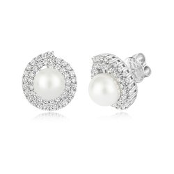 Pearl Claw Set Surrounds Spiral Style Stud Earrings LEG0106