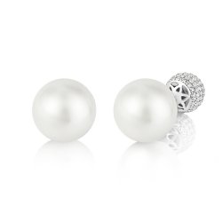 Pearl And Pave Set Ball Stud Earrings LEG0107