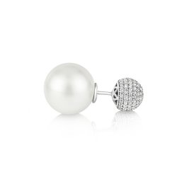 Pearl And Pave Set Ball Stud Earrings LEG0107