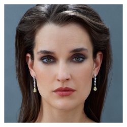 Long Graduated Yellow Pear Shape Drop Earrings LEG0112Y