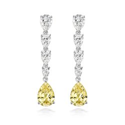 Long Graduated Yellow Pear Shape Drop Earrings LEG0112Y