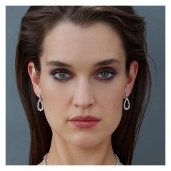 Pear Shape Shared Claw Silhouette Drop Earrings LEG0114