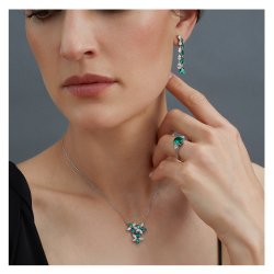 White And Green Pear Shape And Marquiase Claw Set Double Graduated Drop Earrings LEG0125E