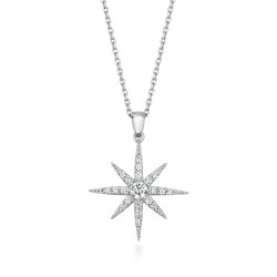 8 Pointed Pave Set Star Pendant On Running Chain LPG0052