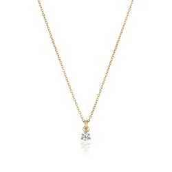 Diamond 3 Claw Necklace In 18ct Gold 