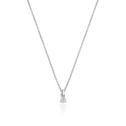 Diamond 3 Claw Necklace In 18ct White Gold 