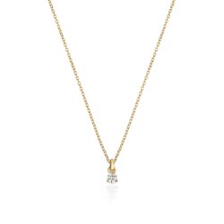 Diamond 3 Claw Necklace In 18ct Gold 