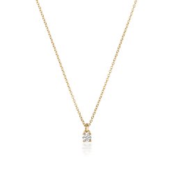 Diamond 4 Claw Necklace In 18 Ct Gold 