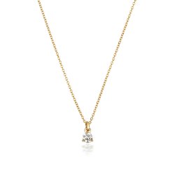 Diamond 3 Claw Necklace In 18ct Gold 