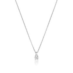 Diamond 4 Claw Necklace In 18 Ct White Gold 