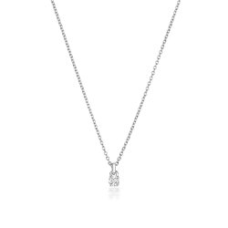Diamond 4 Claw Necklace In 18 Ct White Gold 