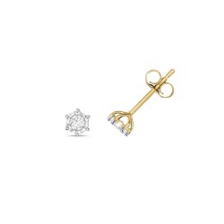Diamond Illusion Plate Studs In 9ct Gold 