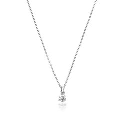 Diamond 3 Claw Necklace In 18ct White Gold 