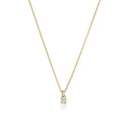 Diamond 4 Claw Necklace In 18 Ct Gold 