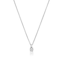 Diamond 4 Claw Necklace In 18 Ct White Gold 