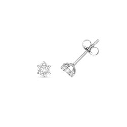 Diamond Illusion Plate Studs In 9ct White Gold 