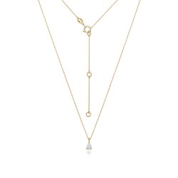 Diamond Pear Shape Necklace In 18ct Gold 