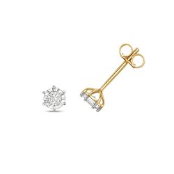 Diamond Illusion Plate Studs In 9ct Gold 