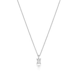 Diamond Emerald Cut Necklace In 18ct White Gold 