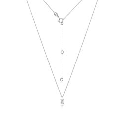 Diamond Emerald Cut Necklace In 18ct White Gold 