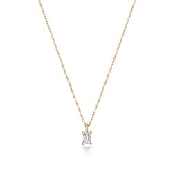 Diamond Emerald Cut Necklace In 18ct Gold 
