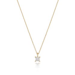 Diamond Princess Cut Necklace In 18ct Gold 
