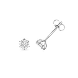 Diamond Illusion Plate Studs In 9ct White Gold 