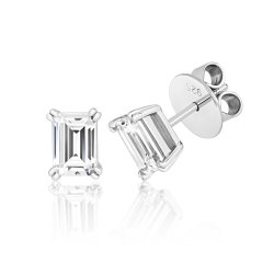 Emerald Cut 4 Twin Claw Set Stud LEG0010