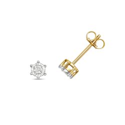 Diamond Illusion Plate Studs In 9ct Gold 