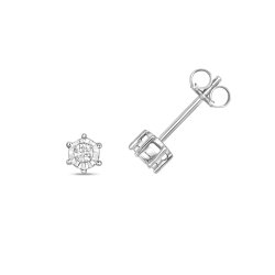 Diamond Illusion Plate Studs In 9ct White Gold 