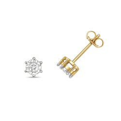 Diamond Illusion Plate Studs In 9ct Gold 